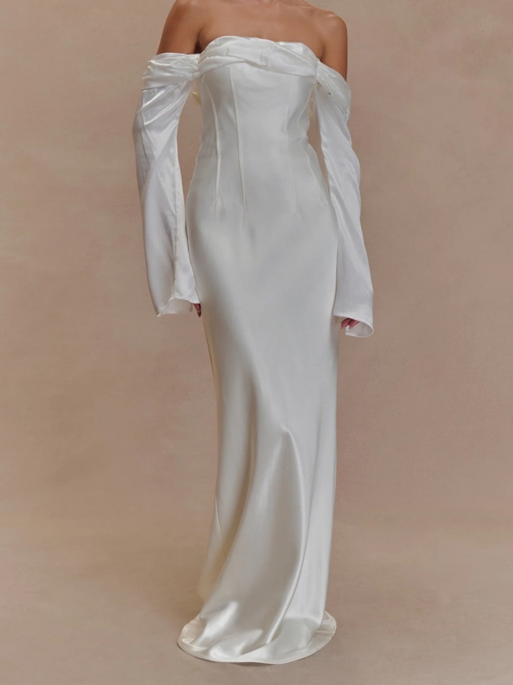 NEW WITH TAGS - Meshki Giselle Off-Shoulder White Satin Gown